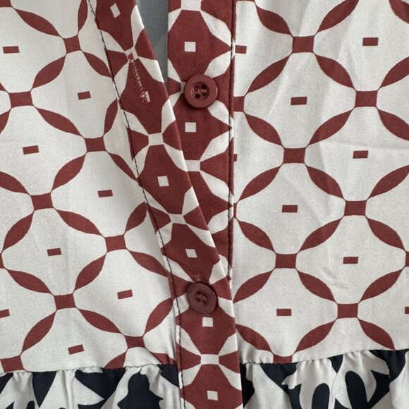 Shein Women Bohemian Short Sleeve Black & Beige Printed Maxi Dress Size L - Picture 8 of 9